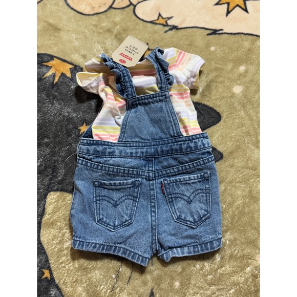 Levi's Baby Girl 2 Piece Denim Overalls Shorts Set - 6 Months - Picture 3 of 3